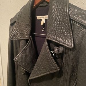 Twenty8Twelve Black Lamb Pebble Leather Moto Jacket